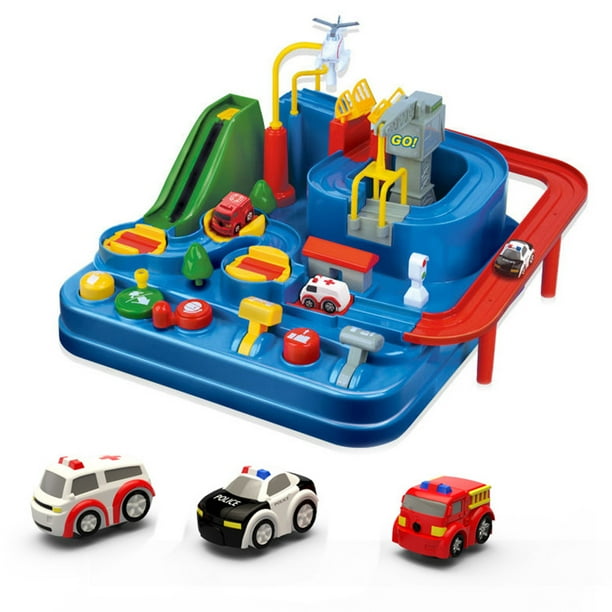 Car Adventure Toy Car Race Track Toys for Kids City Rescue Preschool Educational Rail Car Intelligence Educational Puzzle Car Playsets Engineering Toy Vehicles Preschool Best Gift for Age 3+